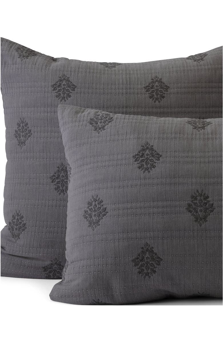 Lands' End Embroidered Matelasse Pillow Sham, Main, color, Ultimate Gray Medallion Floral
