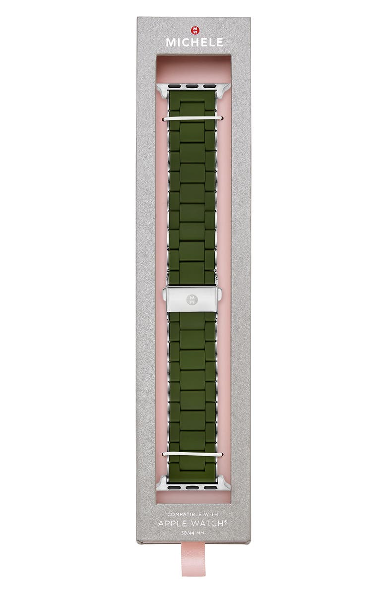MICHELE Silicone Apple Watch<sup>®</sup> Watchband, Alternate, color, Dark Green /Silver