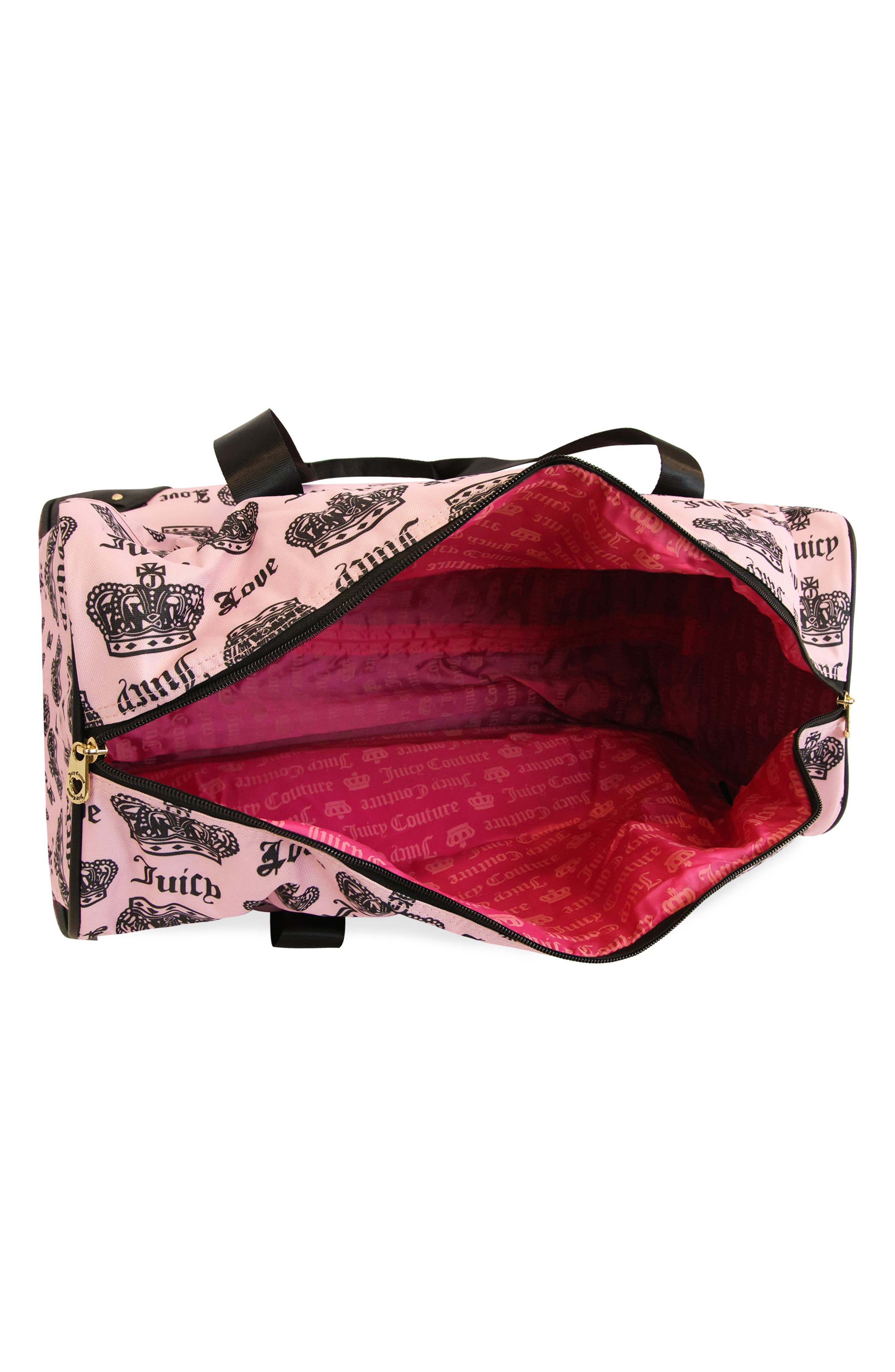Jada Rolling Duffle Bag, Alternate, color, PINK DIAMOND/ CROWN