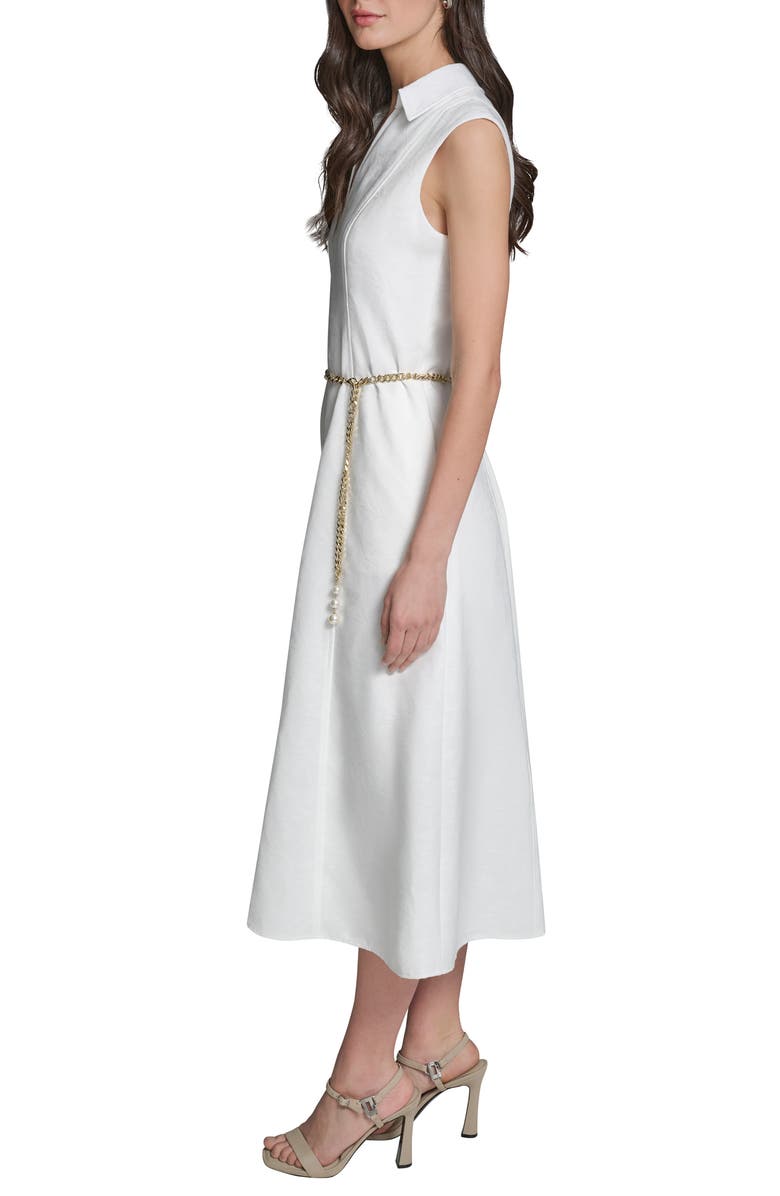 KARL LAGERFELD Floral Jacquard Midi Dress with Chain Belt, Alternate, color, 