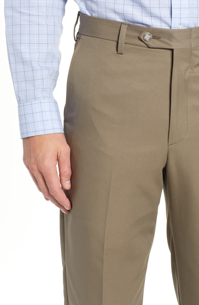 Berle Classic Fit Flat Front Microfiber Performance Trousers, Alternate, color, Green