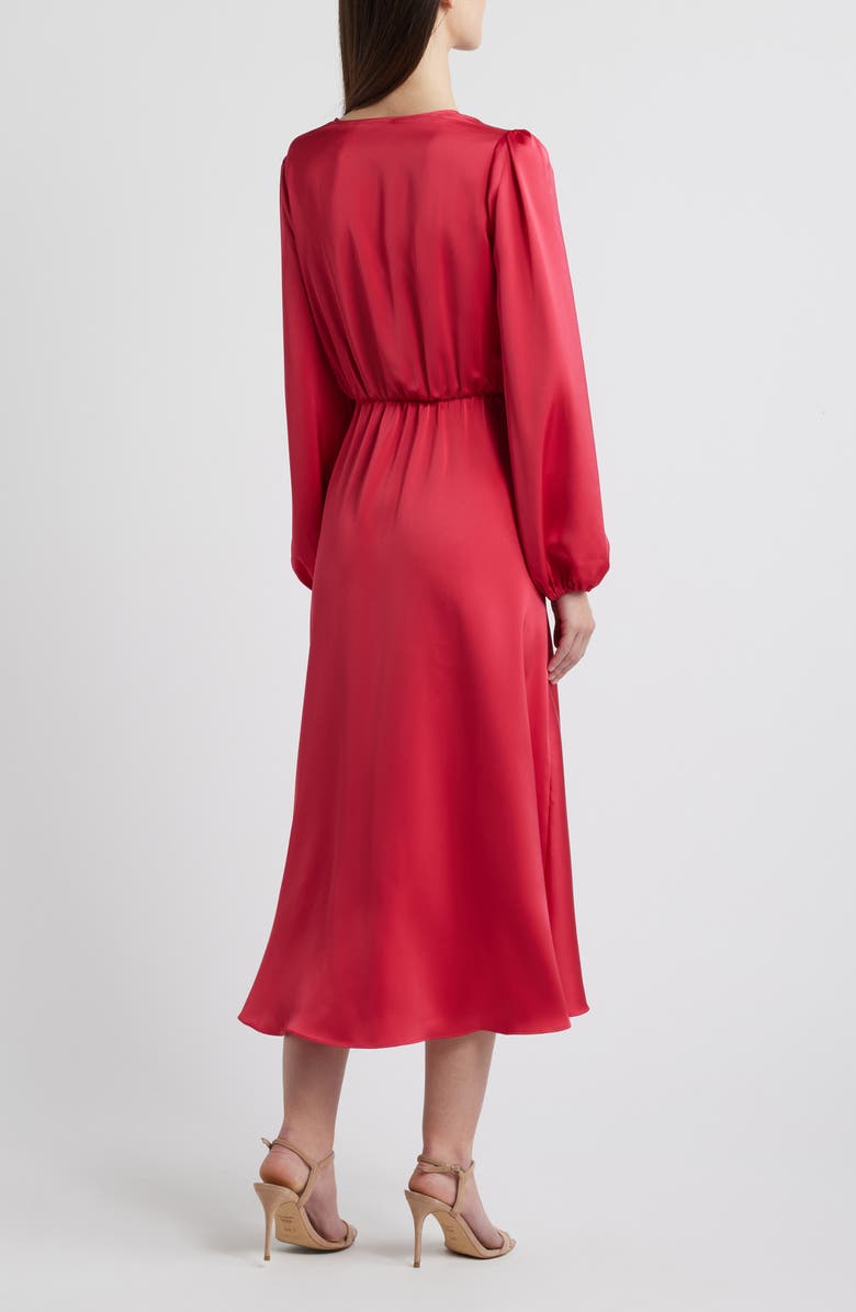 Sam Edelman Wrap Front Long Sleeve Satin Dress, Alternate, color, 