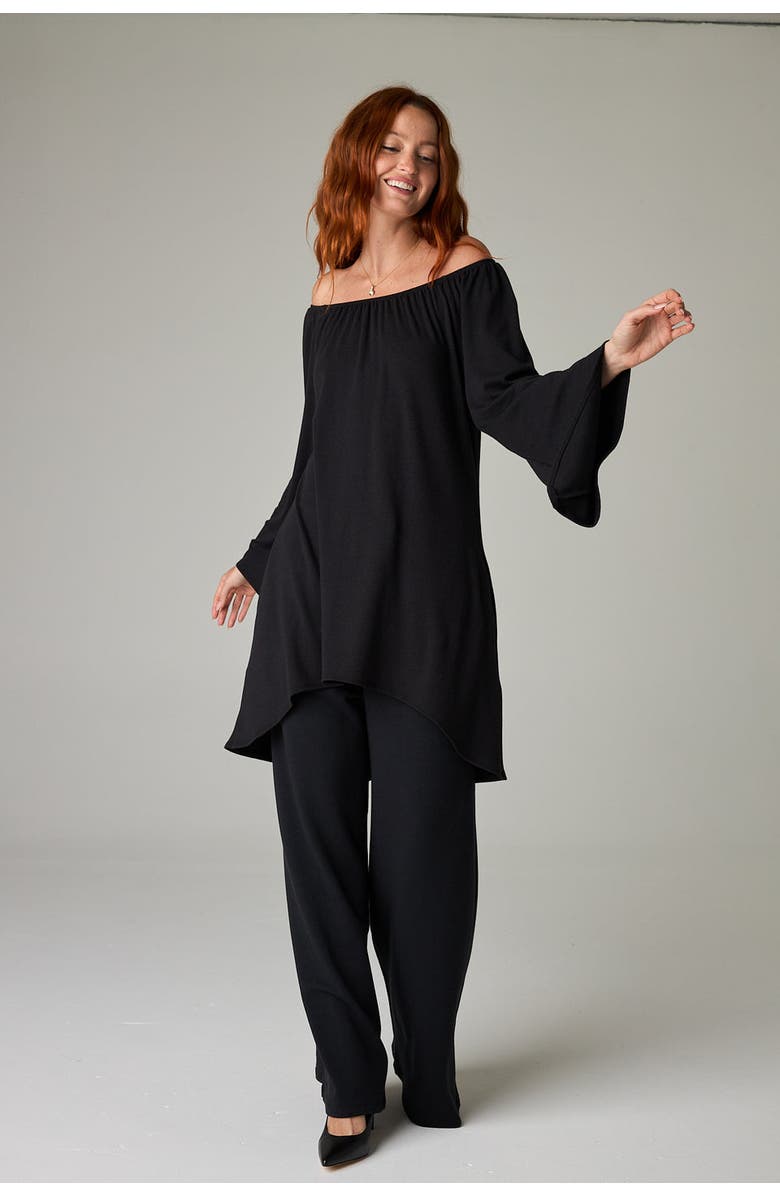 eavolu Baikal Eco-Luxe Fleece Wide-Leg Long Pant - Cloud-Soft Comfort, Alternate, color, Coal Black