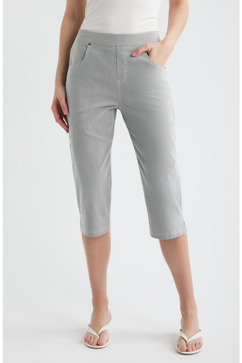 Spring Stripe Petal Pusher Capri Pants, Main, color, BLACK