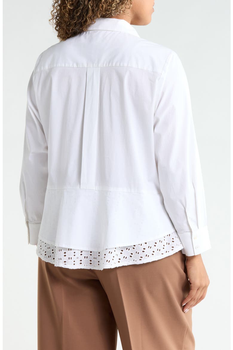 Eyelet Trim Stretch Cotton Popover Shirt, Alternate, color, PAPER WHITE
