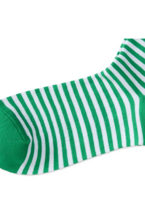 Shop Polo Ralph Lauren Spring Even Stripe Cotton Blend Crew Socks In Green