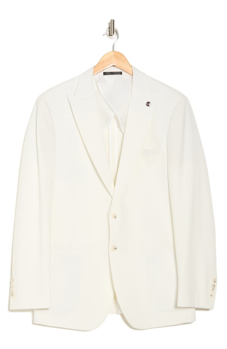 T.R. PREMIUM Slim Fit Seersucker Blazer, Alternate, color, White