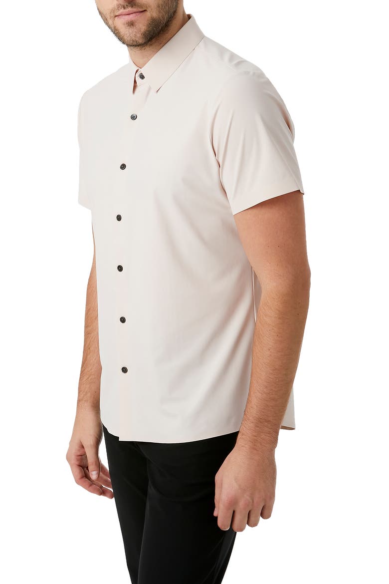 American Me Slim Fit Short Sleeve Button-Up Performance Shirt, Alternate, color, ROSE QUARTZ