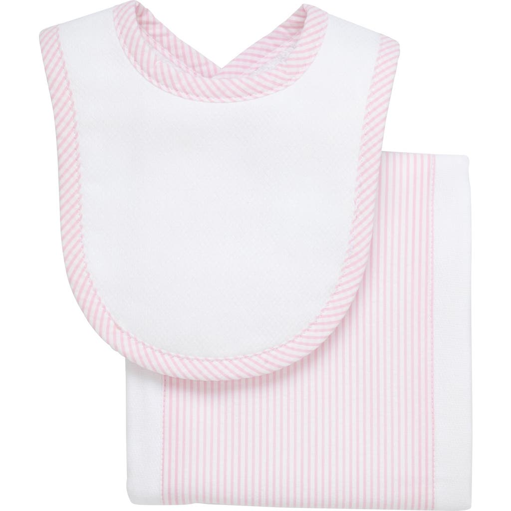 3 Marthas Seersucker Stripe Drooler Bib & Burp Set