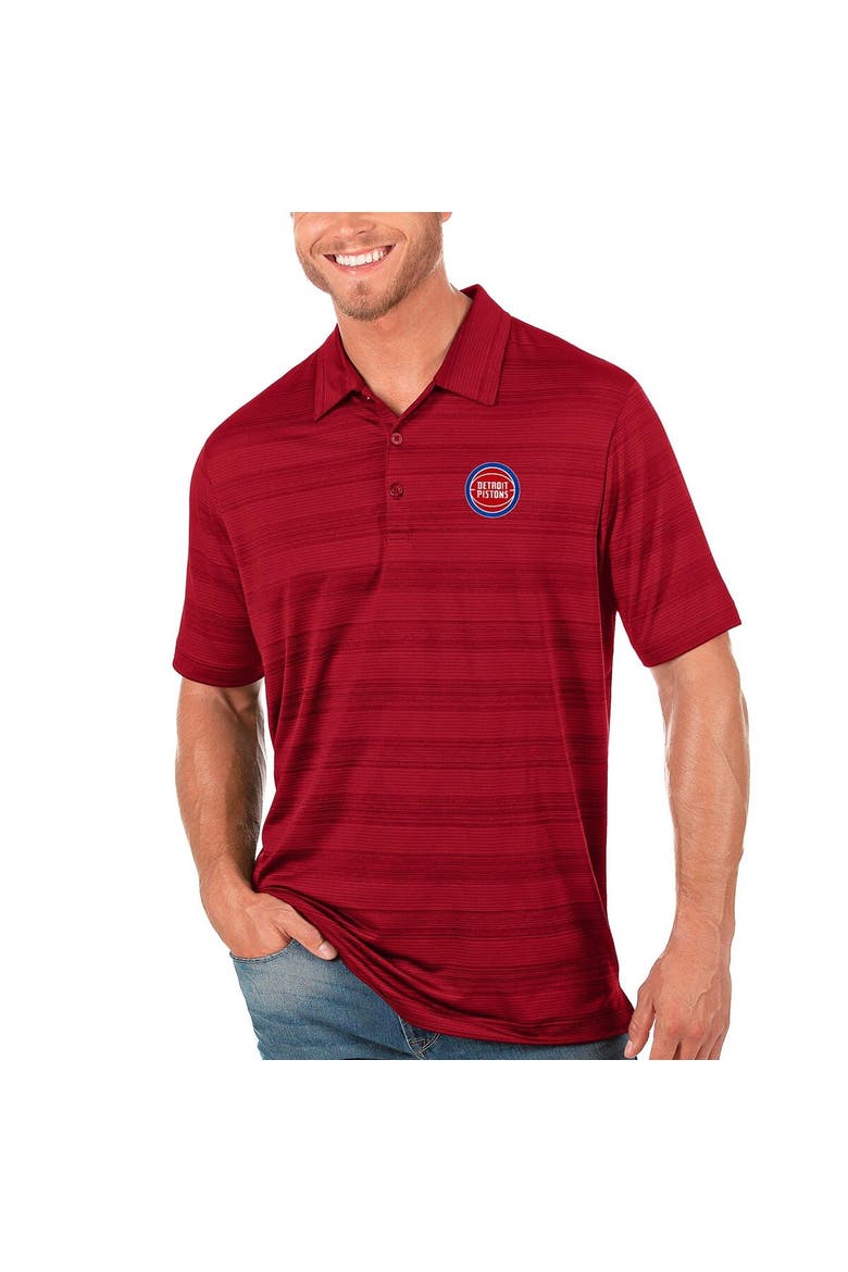 Men's Antigua Red Detroit Pistons Compass Polo, Main, color, Red