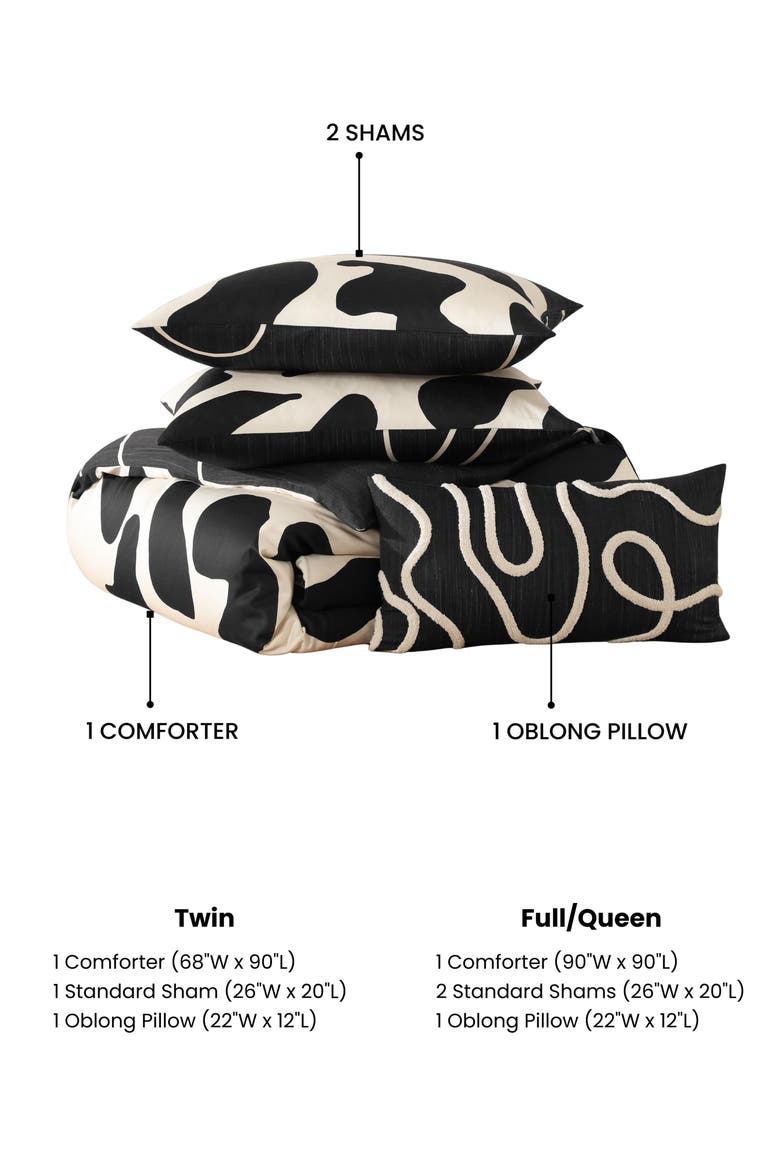 Clay Trees Reversible Comforter Set, Alternate, color, BLACK
