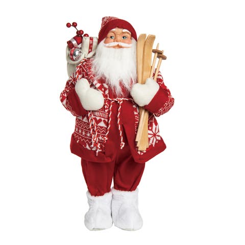 Multicolor Fabric Fair Isle Santa Decor - Large Christmas Sculpture