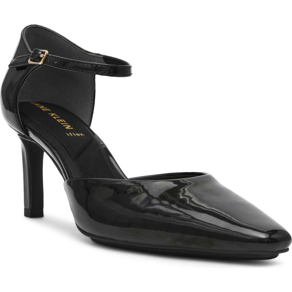 Anne Klein Rosalind Croc Embossed Ankle Strap Sandal