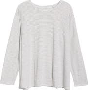 Eileen Fisher Stripe Long Sleeve Organic Linen T-Shirt