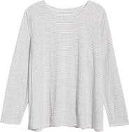 Eileen Fisher Stripe Long Sleeve Organic Linen T-Shirt