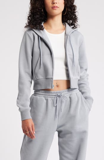 Crop Zip Fleece Hoodie