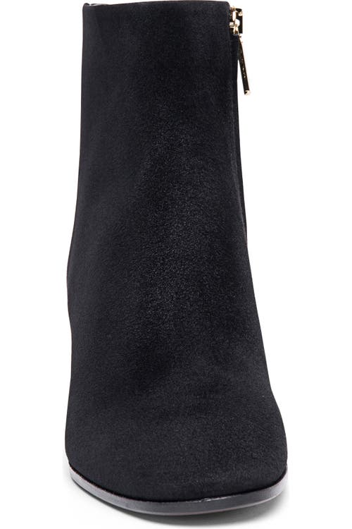 Santoni Suede Mid-heel Ankle Boot In Black