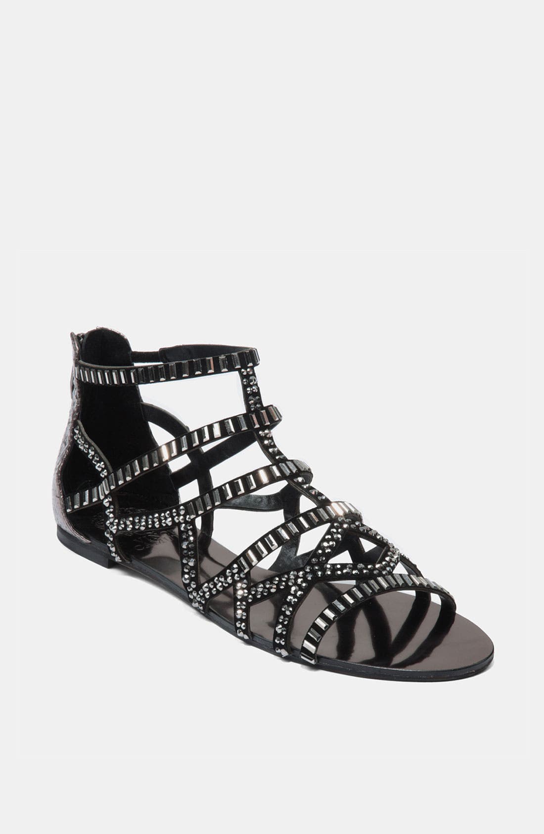 'Emera' Sandal, Main, color, BLACK/ STEEL