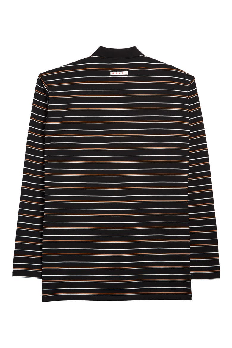 Dance Bunny Patch Stripe Compact Jersey Polo, Alternate, color, BLACK STRIPE