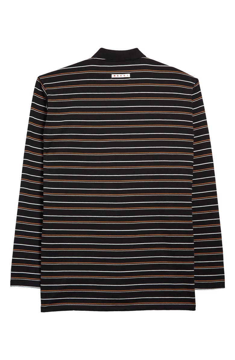 Marni Dance Bunny Patch Stripe Compact Jersey Polo, Alternate, color,