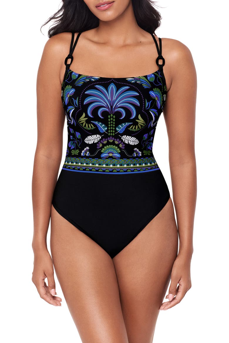 Taj Mahal Georgie Underwire One-Piece Swimsuit, Main, color, BLACK MULTI