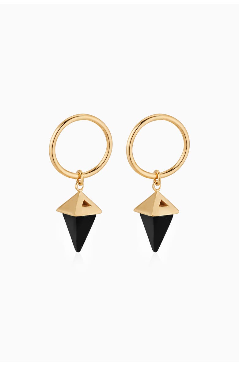 Oradina 14K Gold Prism Point Drop Earrings, Main, color, Gold - Black Onyx