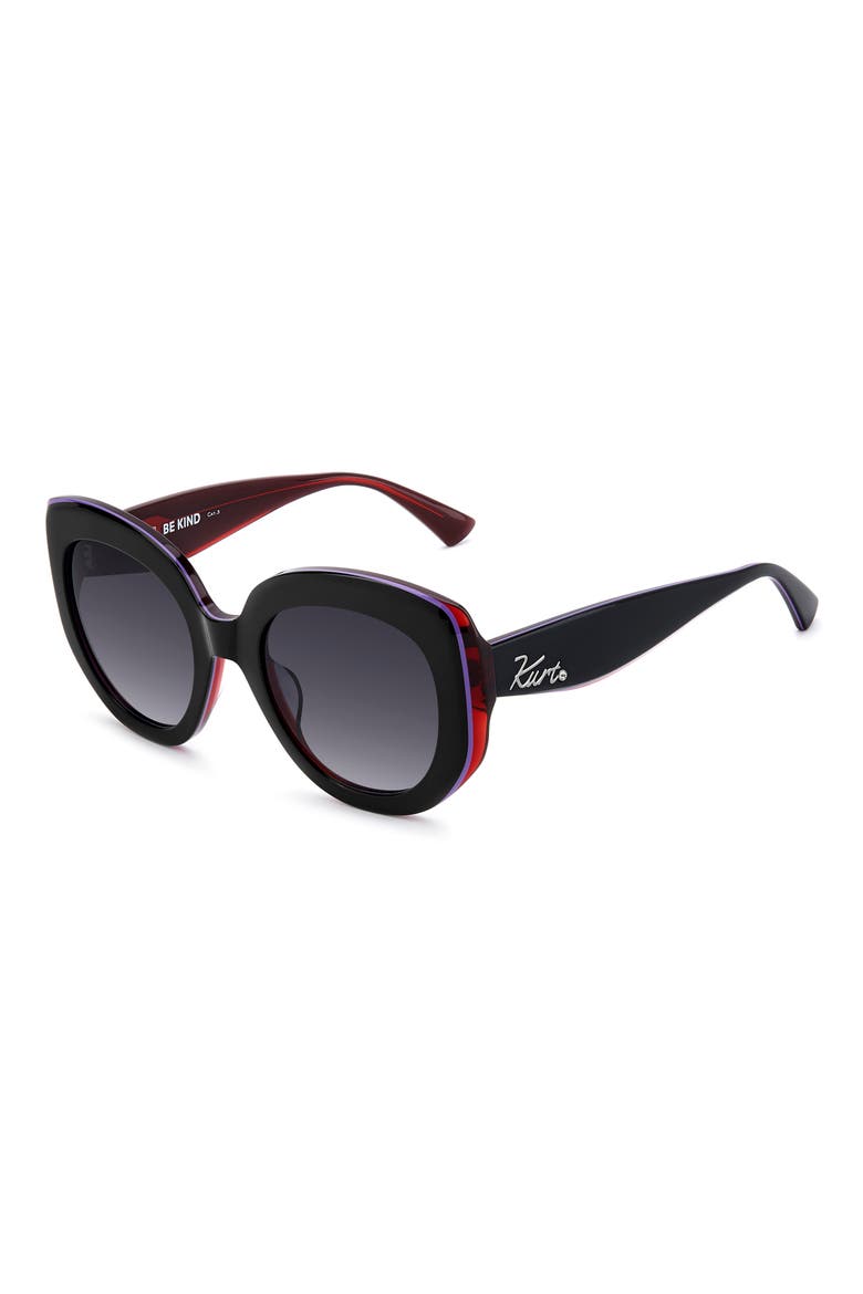 52mm Round Geometric Sunglasses, Alternate, color, BLACK/ DARK GREY SF