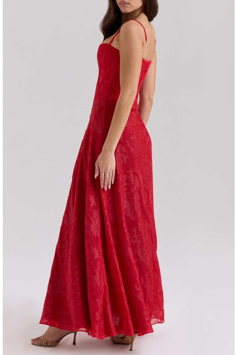Esme Fil Coupé Gown, Alternate, color, TOMATO
