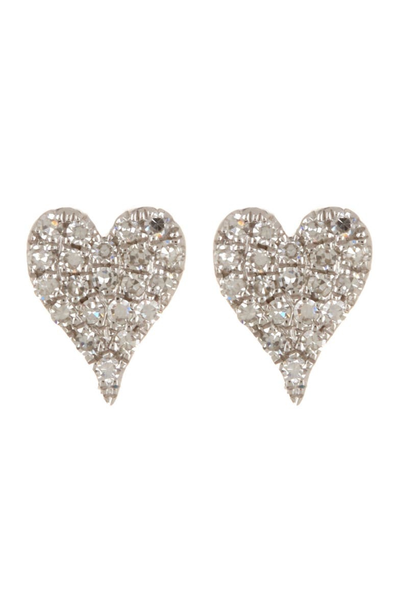 RON HAMI 14K White Gold Pave Diamond Heart Stud Earrings - 0.10 ctw, Main, color,