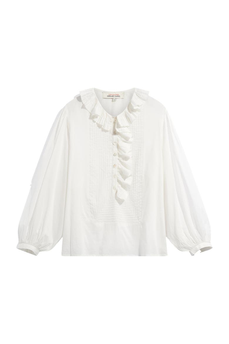 Leone Ruffle Pintuck Detail Shirt, Alternate, color, White