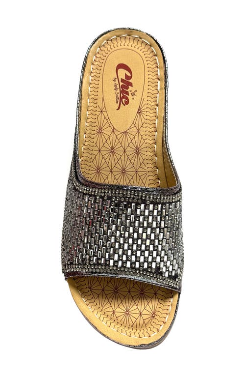 Chic By Lady Couture Rhinestone Wedge Slide Sandal In Pewter