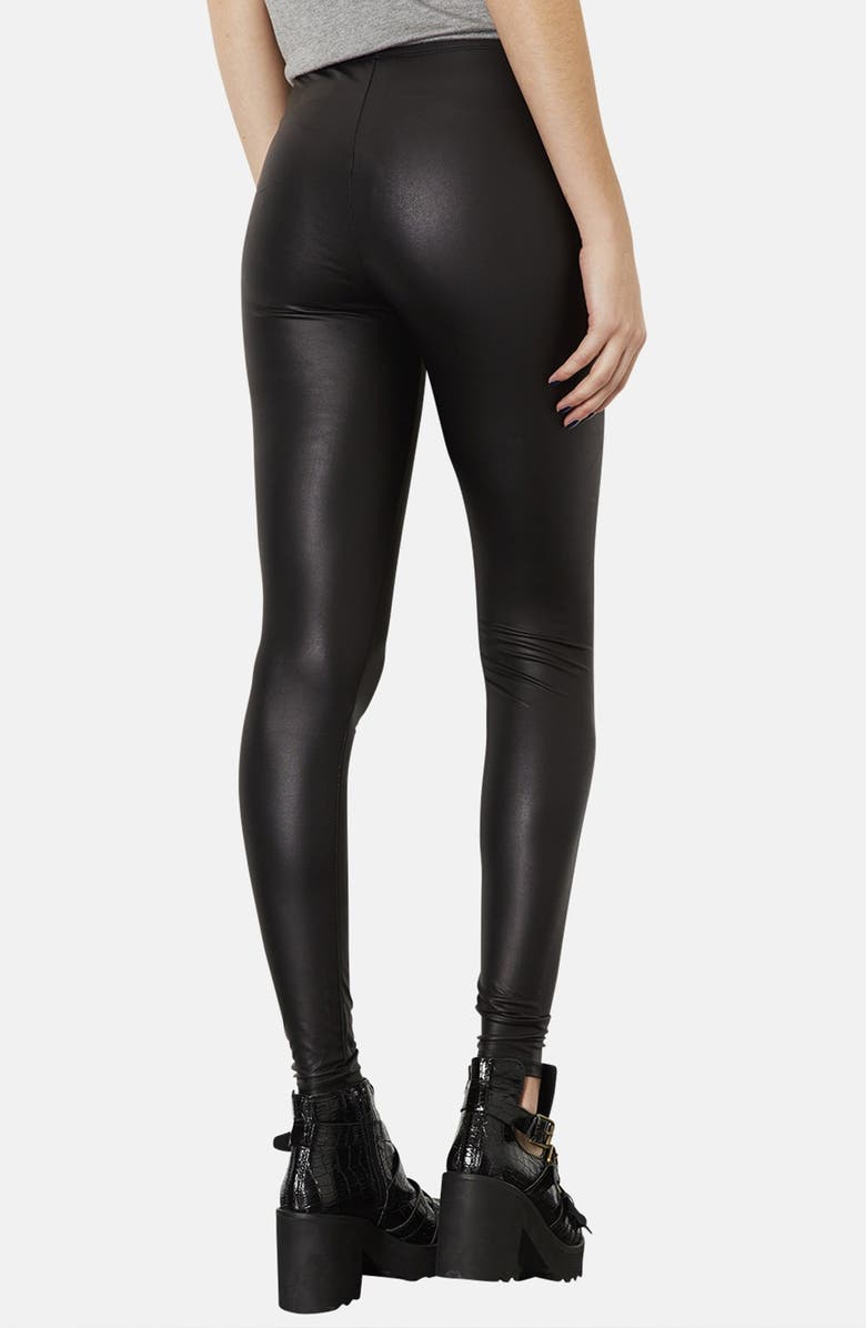 Topshop Faux Leather Leggings, Alternate, color, 