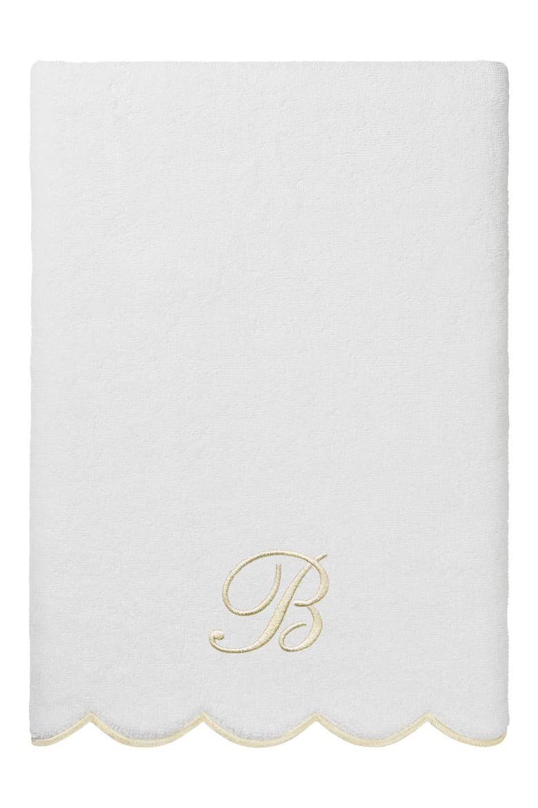 Adornia Scallop Initial 3-Piece Towel Set, Alternate, color, WHITE/ BEIGE B