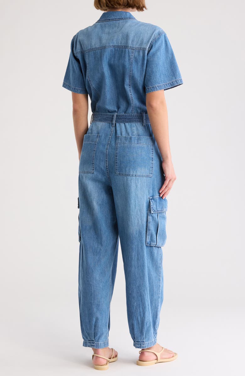 Lucky Brand Denim Short Sleeve Utility Jumpsuit, Alternate, color, 