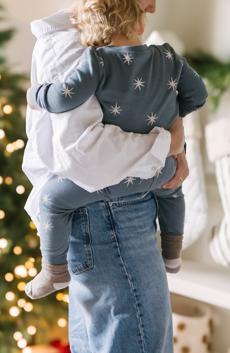 Pehr Kids' Organic Cotton Rib Fitted Pajamas, Alternate, color, Starry Midnight