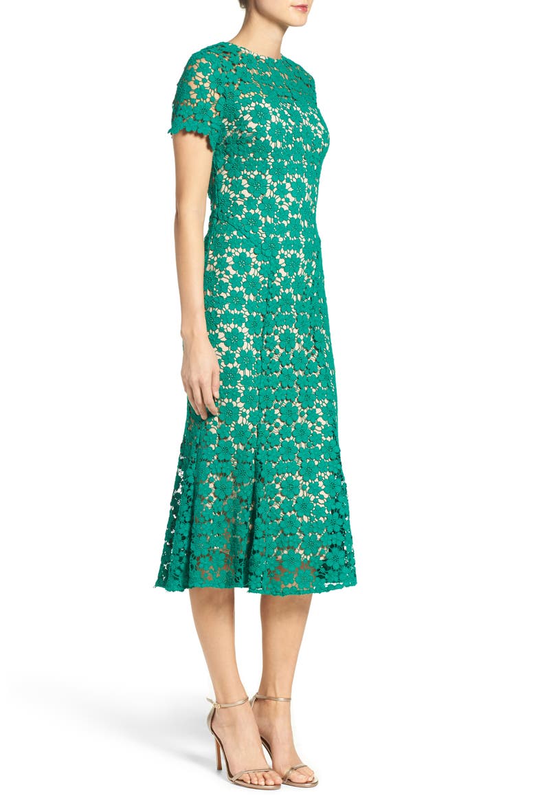 Guipure Lace Midi Dress, Alternate, color, JADE