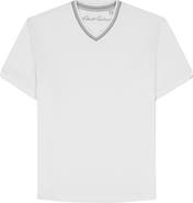 Robert Graham Holton V-Neck Cotton Blend Piqué T-Shirt