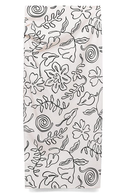 Mango Doodle Print Cotton Blend Midi Skirt In Neutral
