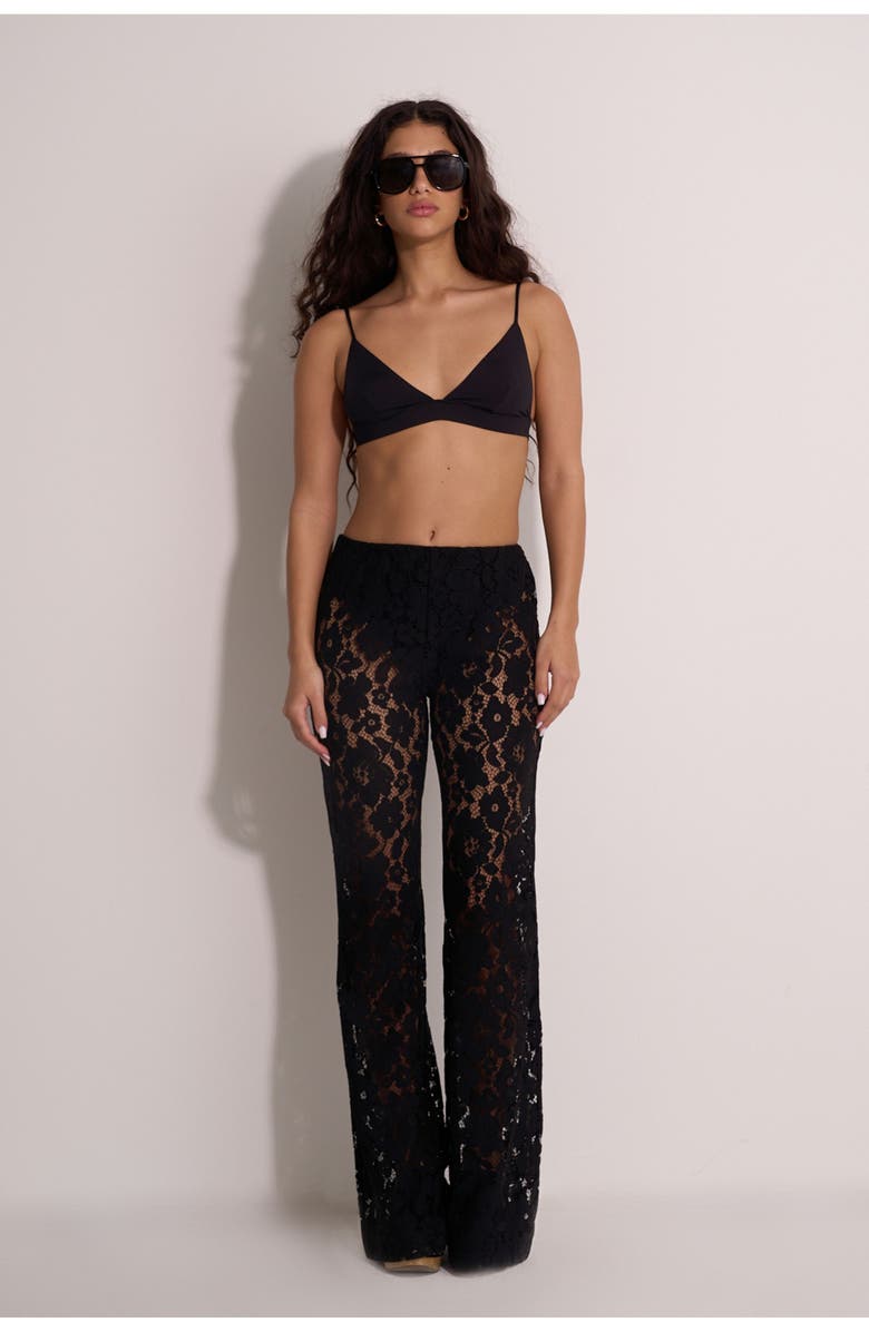 Gottex Beach Life Saint Tropez Floral Lace Cover-Up Pants, Main, color, Black