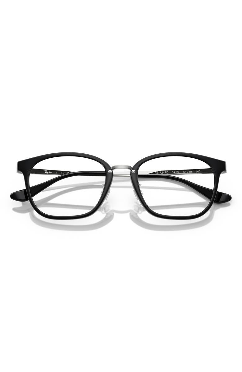 Ray-Ban 51mm Square Optical Glasses, Alternate, color, Shiny Black