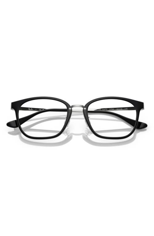 Ray Ban Ray-ban 51mm Square Optical Glasses In Shiny Black