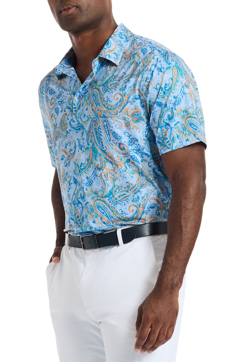 Robert Graham Pike Paisley Knit Polo, Alternate, color, Blue