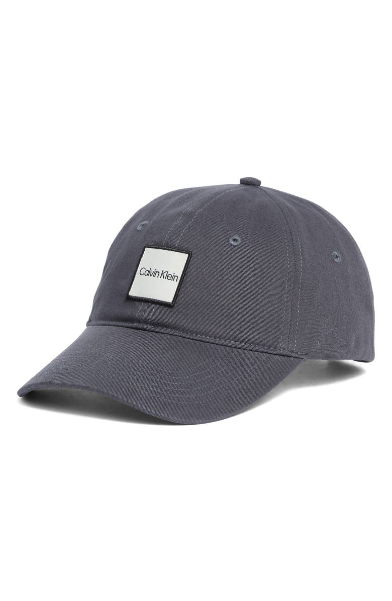 Calvin Klein Square Patch Baseball Cap, Main, color, India Ink