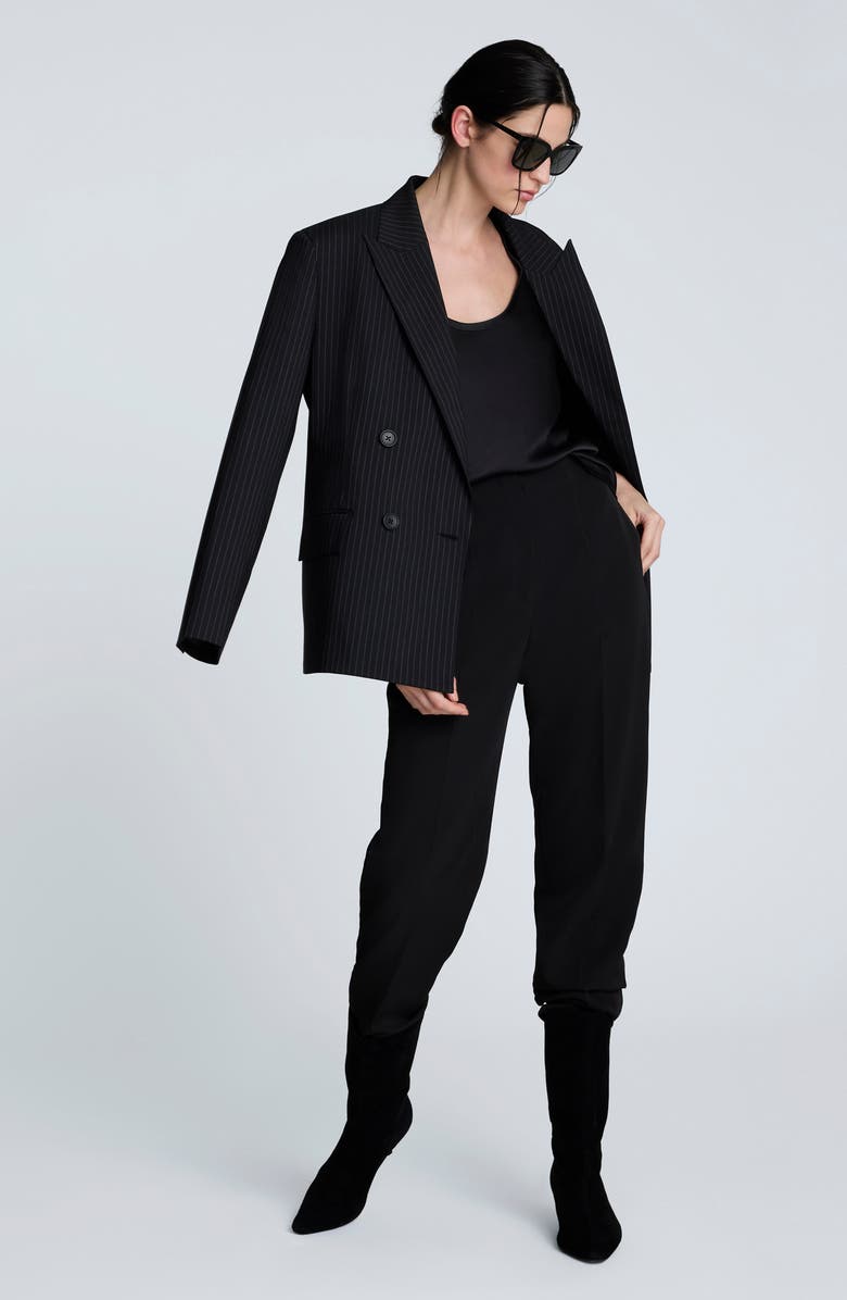 Kenneth Cole Luxe Twill Straight Leg Pants, Alternate, color, Black