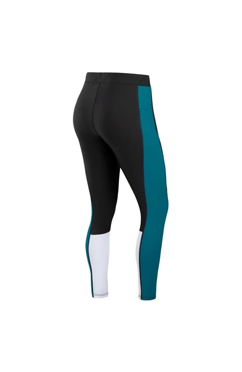 WEAR by Erin Andrews Women's WEAR by Erin Andrews Black/Teal Jacksonville Jaguars Color-Block Leggings, Alternate, color, Black