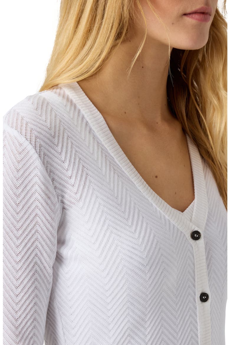 Cardigan In Cotton And Viscose Tone-on-tone Zig Zag, Alternate, color, White