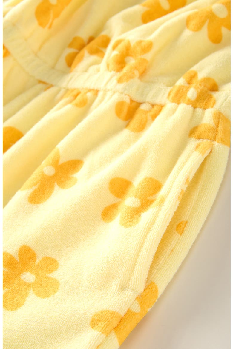 Kids' Bow Strap Cotton Terry Romper, Alternate, color, YELLOW CANDLE BOLD PLUMERIA