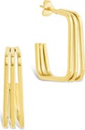 Sterling Forever Davina Square Triple Hoop Earrings