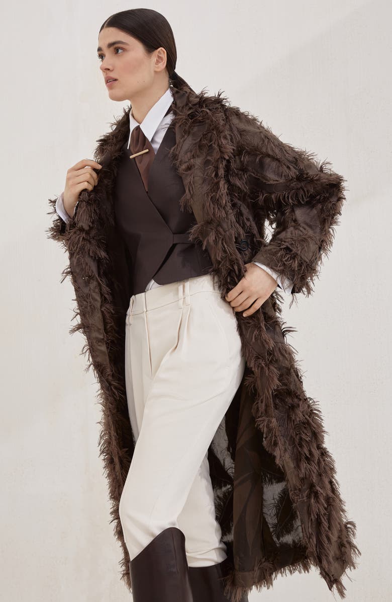 Brunello Cucinelli Dracaena fil coupé coat, Alternate, color, 