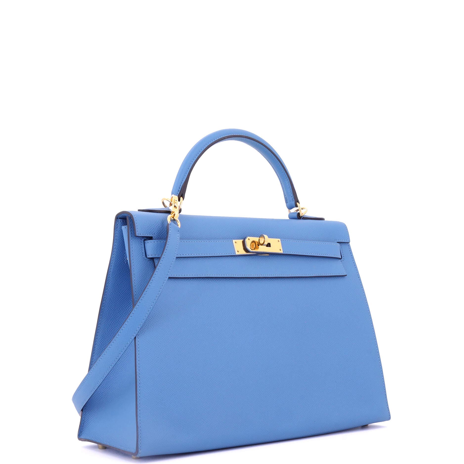 Pre-Owned Hermes Kelly Handbag Blue Epsom with Gold Hardware 32, Alternate, color, 